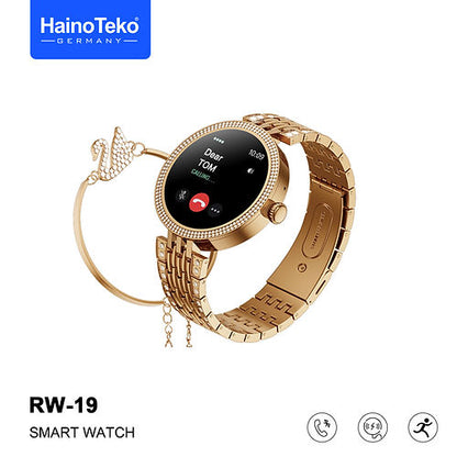 Haino Teko Germany RW19 Smart Watch Bracelet Combo With Wireless Charger For Women's and Girls