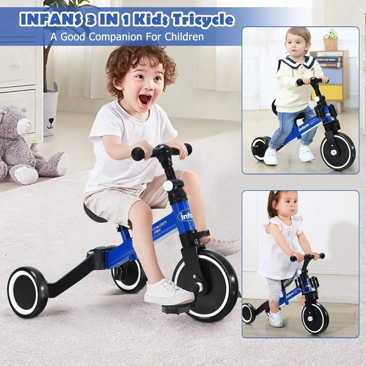 3-in-1 Tricycle-Bike-Balancing Bike for Boys and Girls
