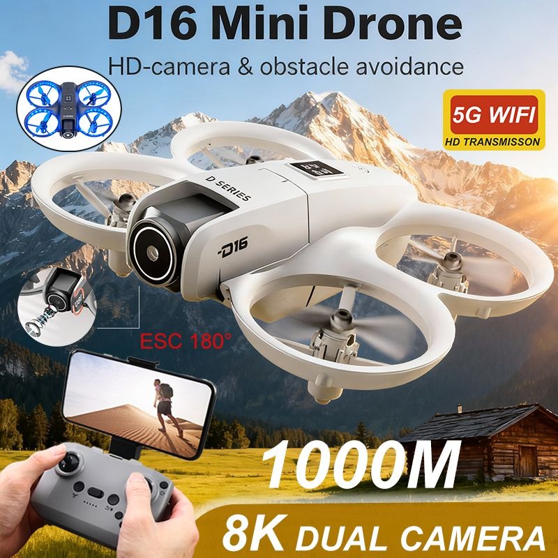 D16 Mini Drone - 2.4G Wifi 480P Camera Drone for Kids With Propeller Guard