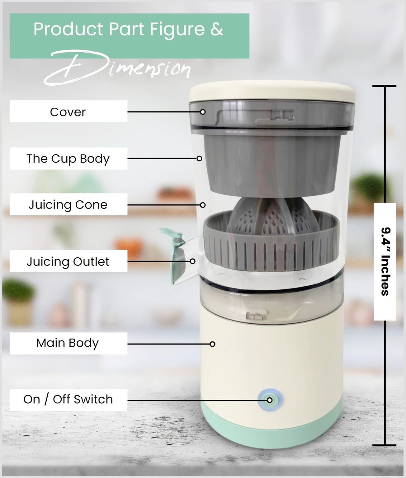 Portable Electric Rechargeable Citrus Fruit Juicer